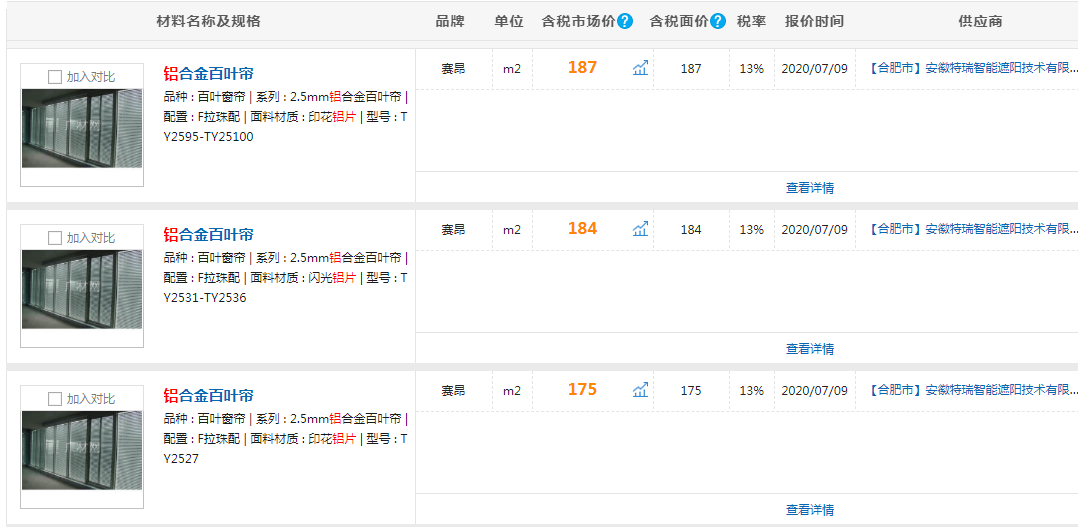 铝合金百叶帘价格